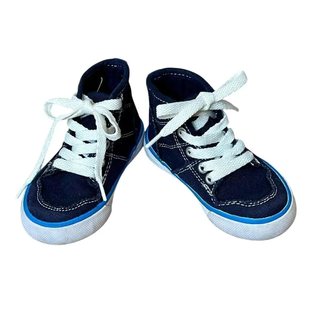 The Children's Place Mid Rockstar Blue High Top Sneaker Toddler 6 Rockabilly‎